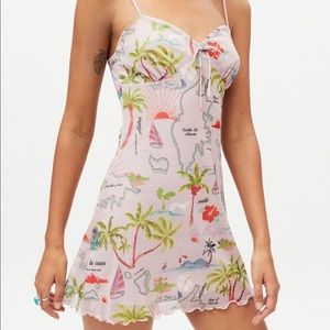URBAN OUTFITTERS Elodie Summer Map Printed Mesh Mini Dress